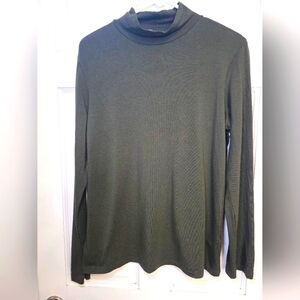 Avon Mock Neck Long Sleeve Stretch Top- Size Lg Olive Green